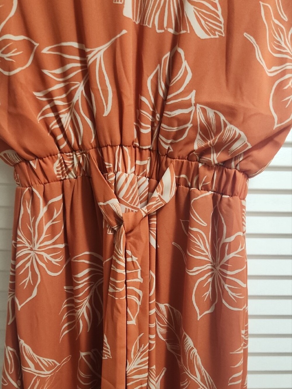 Sienna Sky Rust Floral Midi Dress with Cream Leaf Print - Picture 4 of 4